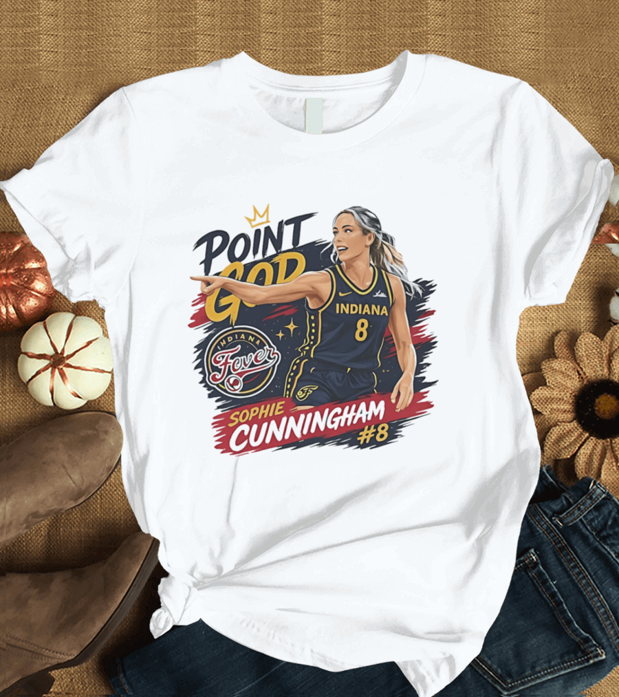 Sophie Cunningham Point God Number 8 Indiana Fever Basketball T-Shirt