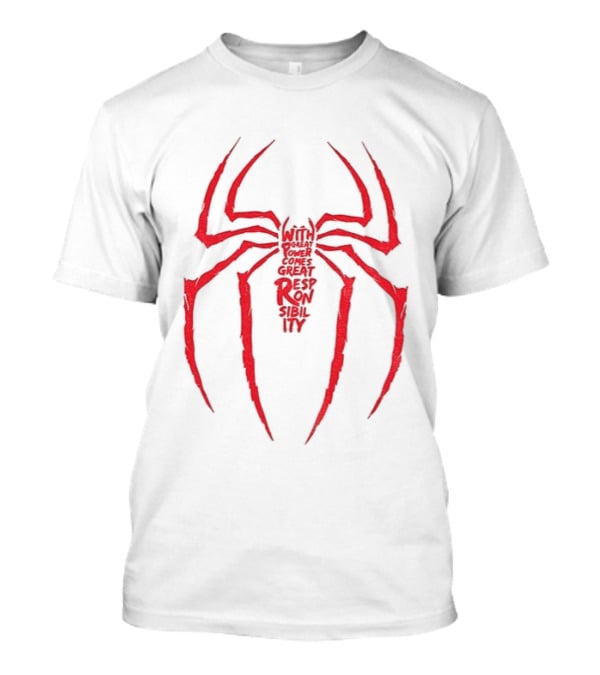 Spider Man Great Responsibility Red Symbol Superhero T-Shirt