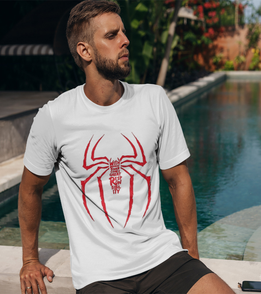 Spider Man Great Responsibility Red Symbol Superhero T-Shirt