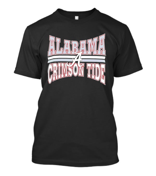 Alabama Crimson Tide Script A Curved Stripes Block Lettering T-Shirt