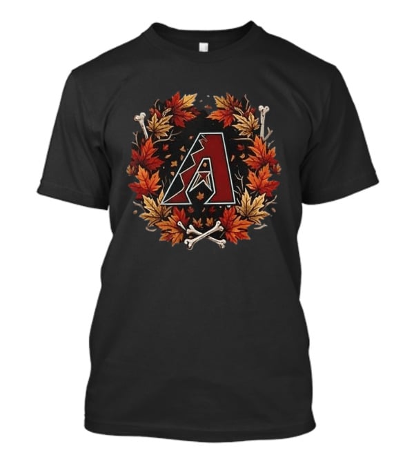 Arizona Diamondbacks Halloween Skull Crossed Bats Maple Leaves Baseballs T-Shirt
