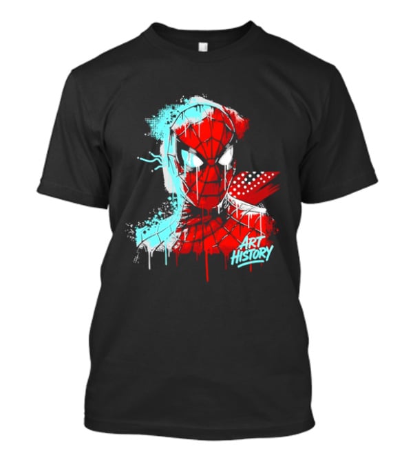 Spider Man Mask Dripping Paint Graffiti Art History Halftone Splatter T-Shirt
