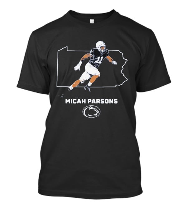Micah Parsons Penn State Football Player With State T-Shirt