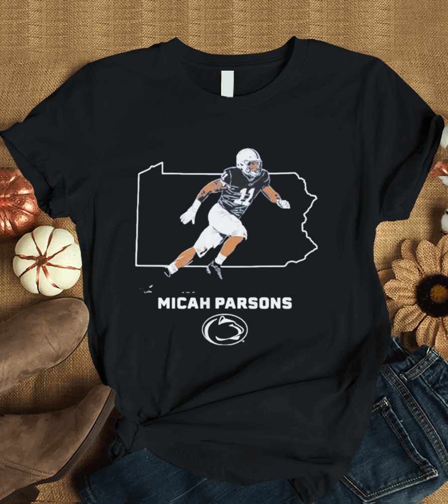 Micah Parsons Penn State Football Player With State T-Shirt