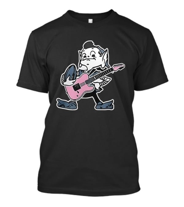 Cleveland Browns Elf Holding Football And Pink Electric Guitar T-Shirt