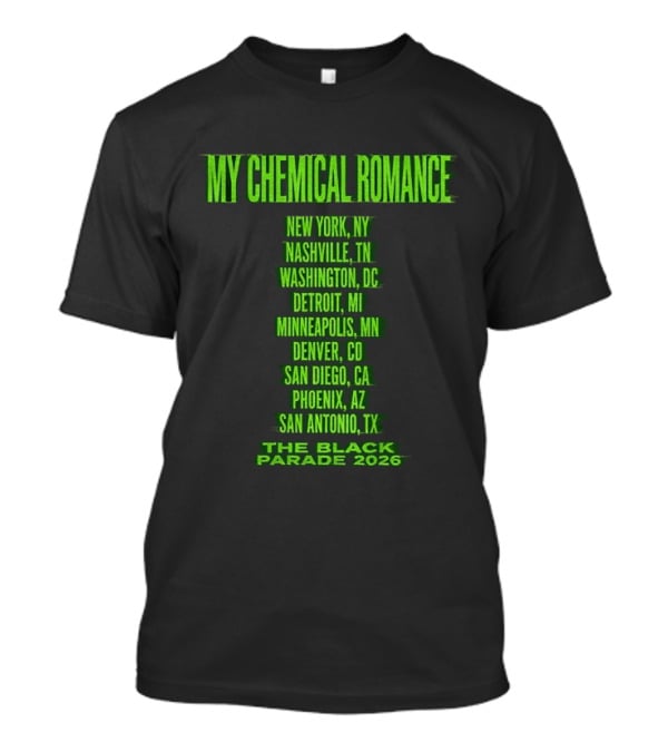 My Chemical Romance The Black Parade 2026 New York City Nashville Washington Detroit Minneapolis Denver San Diego Phoenix San Antonio Tour Dates T-Shirt