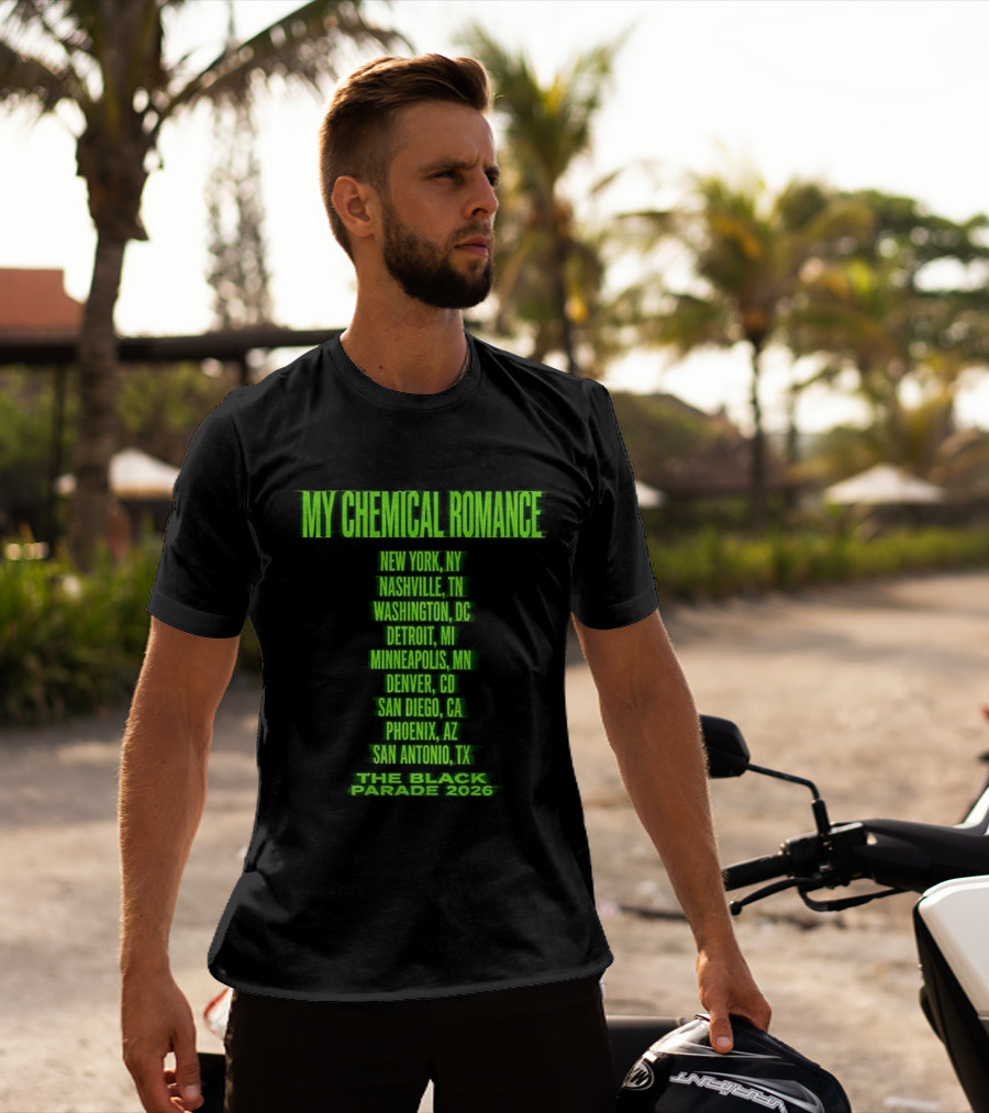 My Chemical Romance The Black Parade 2026 New York City Nashville Washington Detroit Minneapolis Denver San Diego Phoenix San Antonio Tour Dates T-Shirt