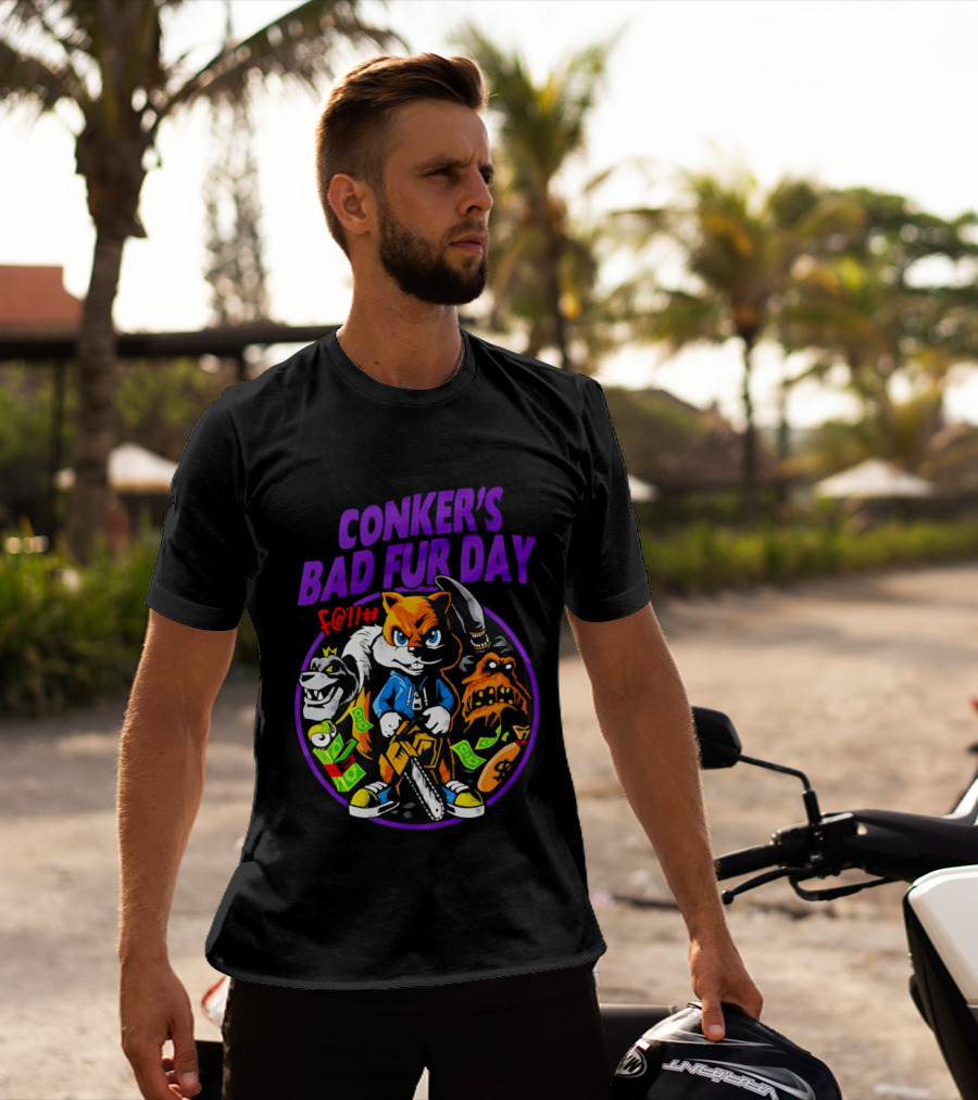 Conker's Bad Fur Day Chainsaw Squirrel Gaming Money T-Shirt