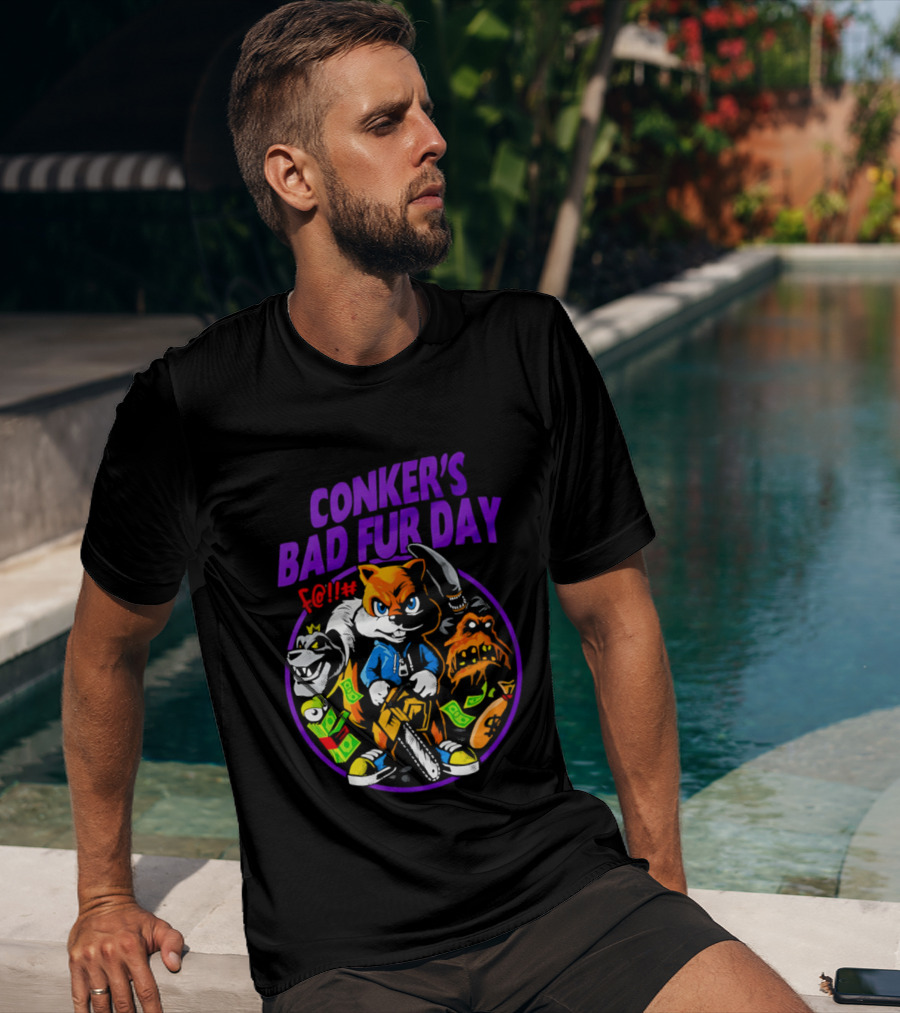 Conker's Bad Fur Day Chainsaw Squirrel Gaming Money T-Shirt