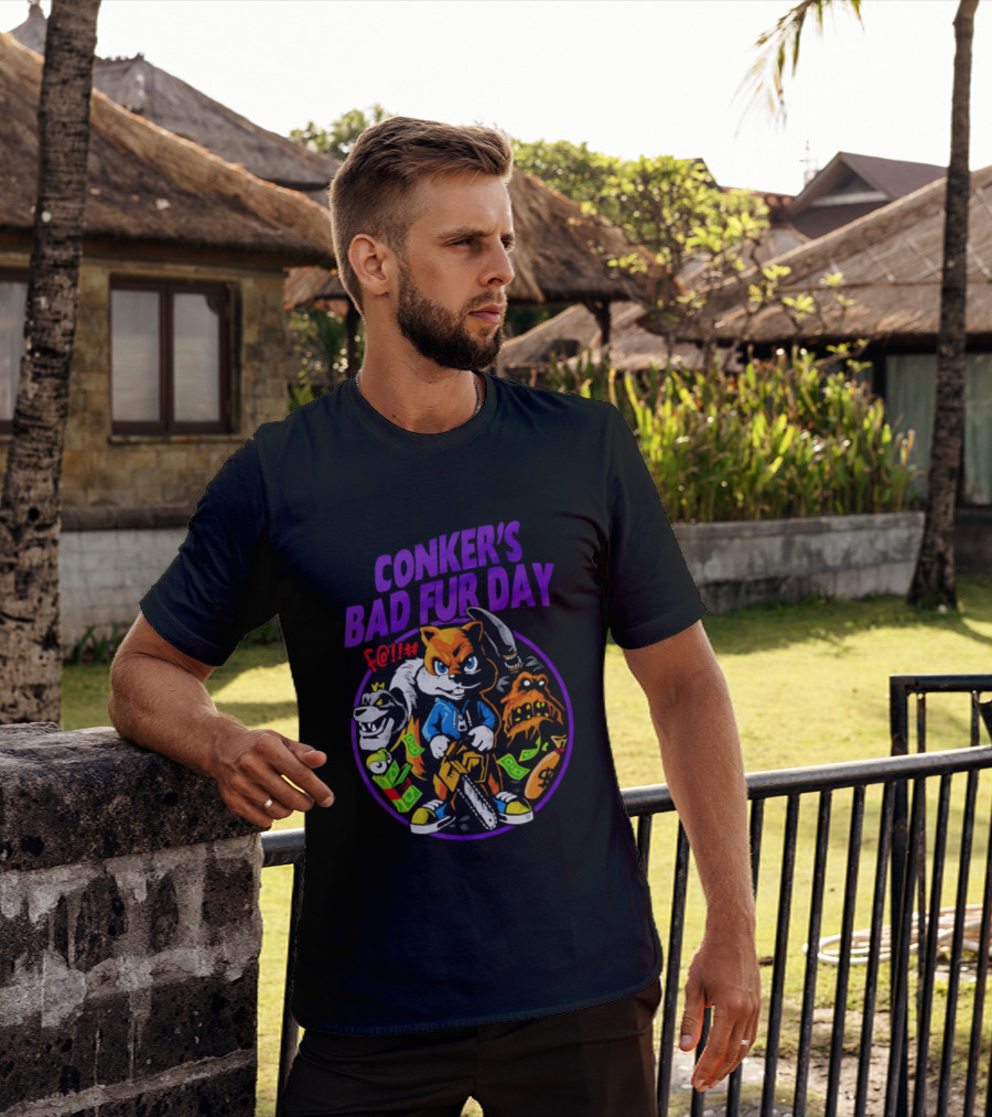 Conker's Bad Fur Day Chainsaw Squirrel Gaming Money T-Shirt
