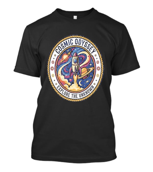 Cosmic Odyssey Rocket Launching Explore The Unknown Planets Space Adventure T-Shirt