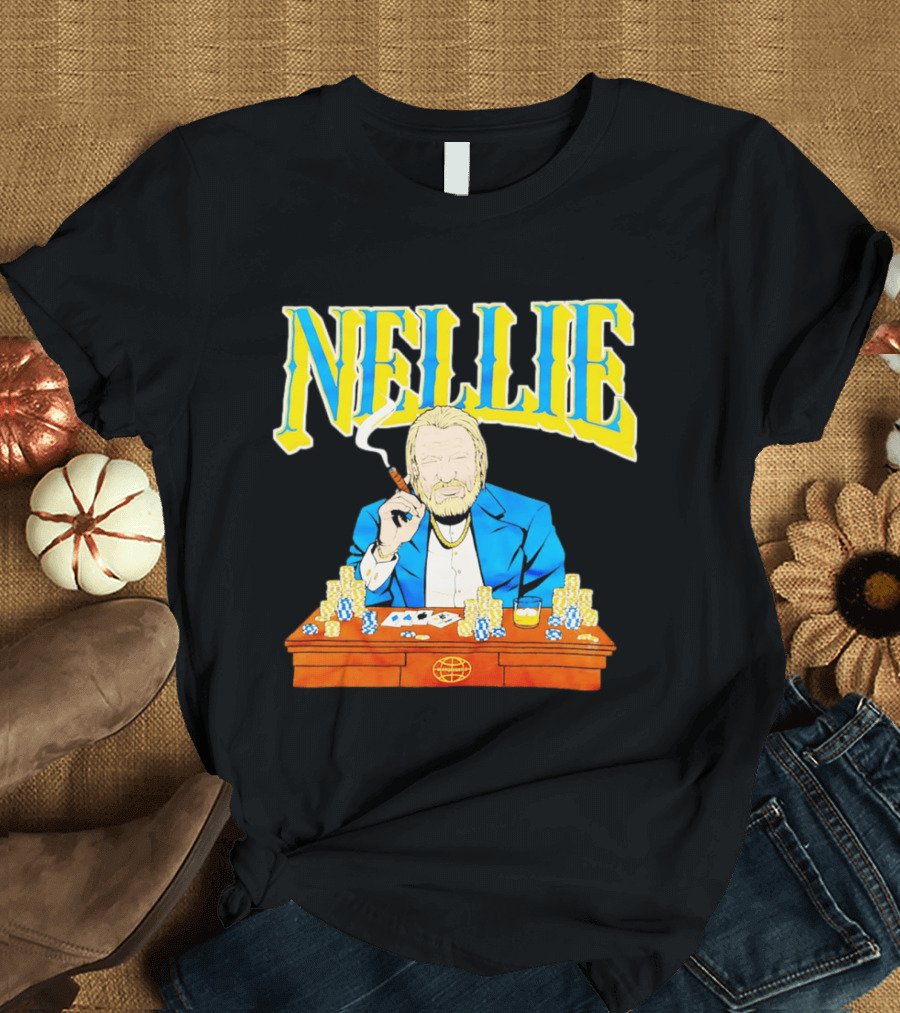 Nellie Warriorsworld Don Nelson Poker Scene Cigar Golden State Coach T-Shirt