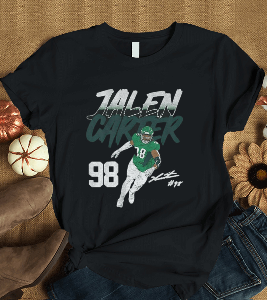 Jalen Carter Philadelphia Eagles 98 Football Player Signature T-Shirt