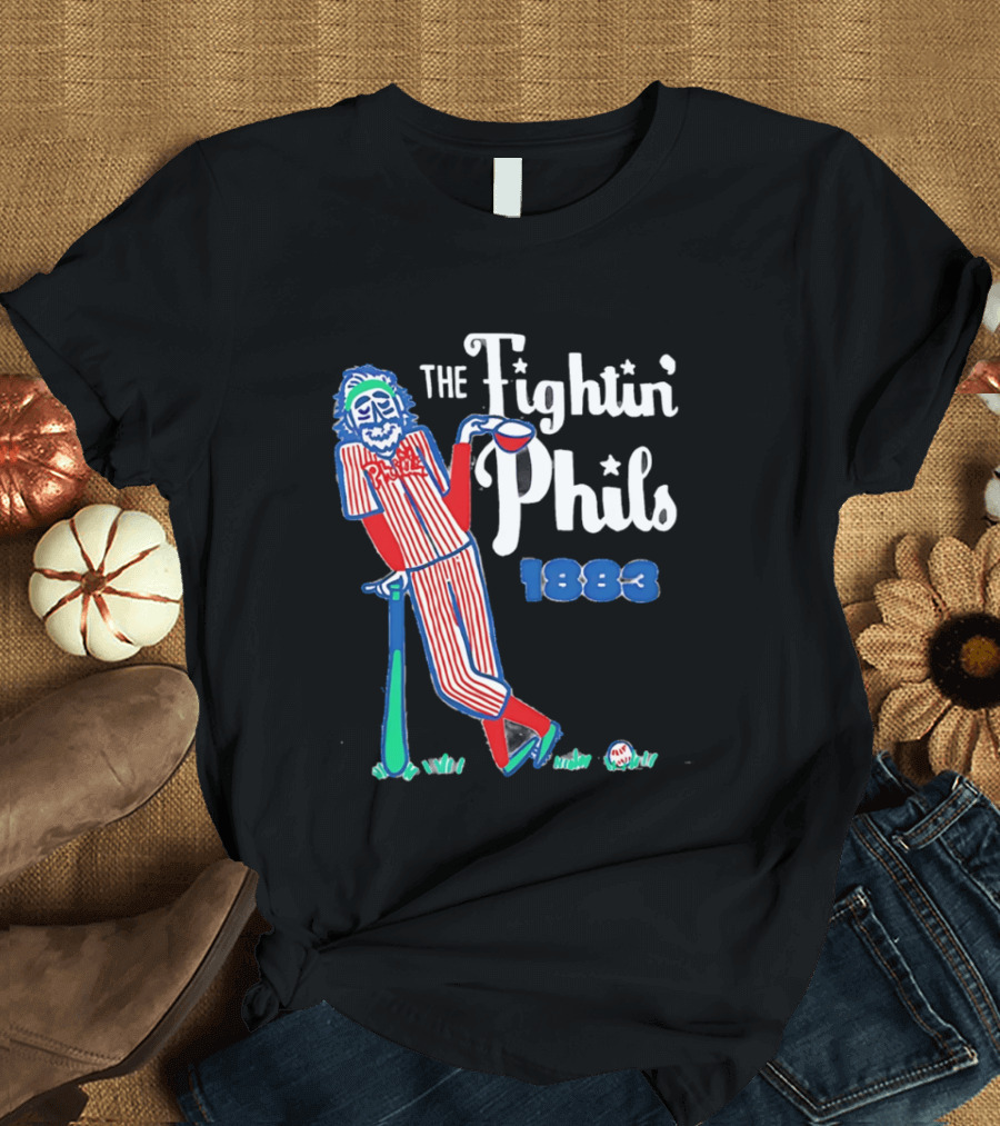Phillies The Fightin' Phils 1883 Vintage Baseball Character With Bat And Ball T-Shirt