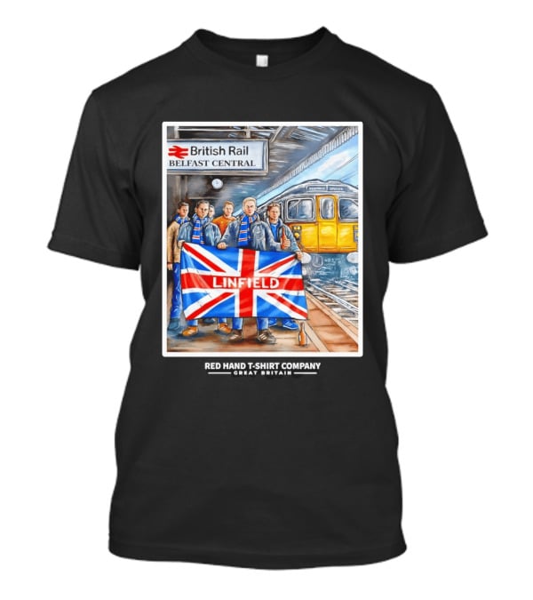 British Rail Belfast Central Linfield UK Flag T-Shirt