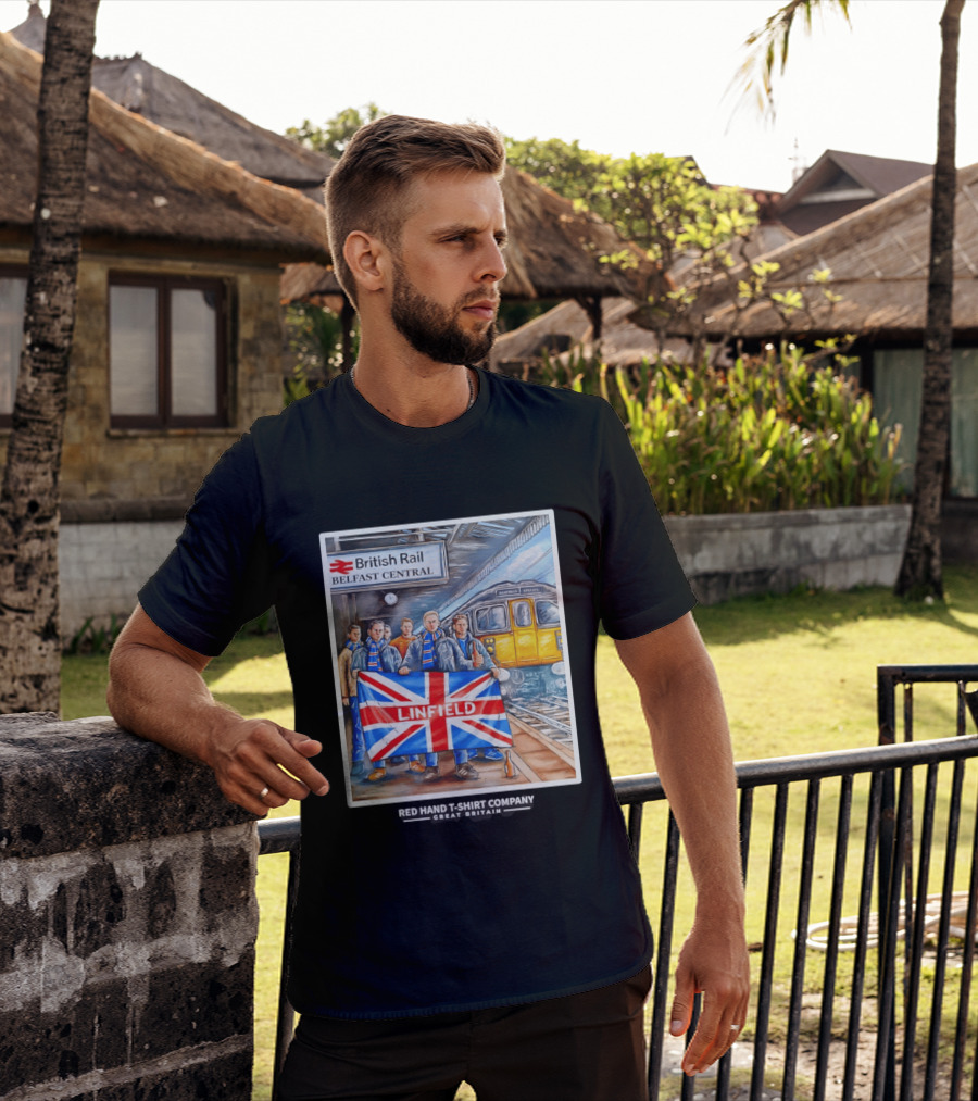 British Rail Belfast Central Linfield UK Flag T-Shirt