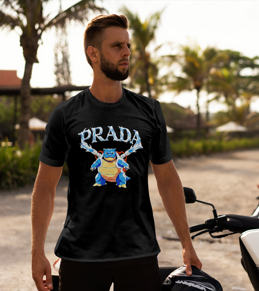 Prada Blastoise Pokemon Mashup Water Cannon T-Shirt