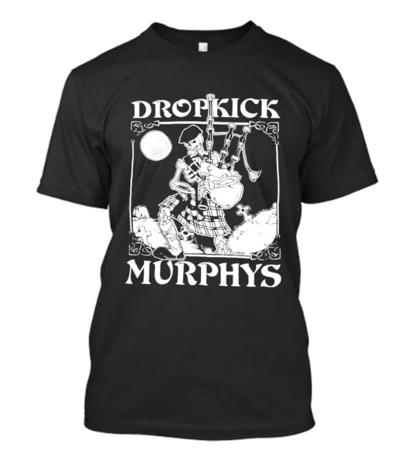 Dropkick Murphys Skelly Piper Bagpipes Moon T-Shirt