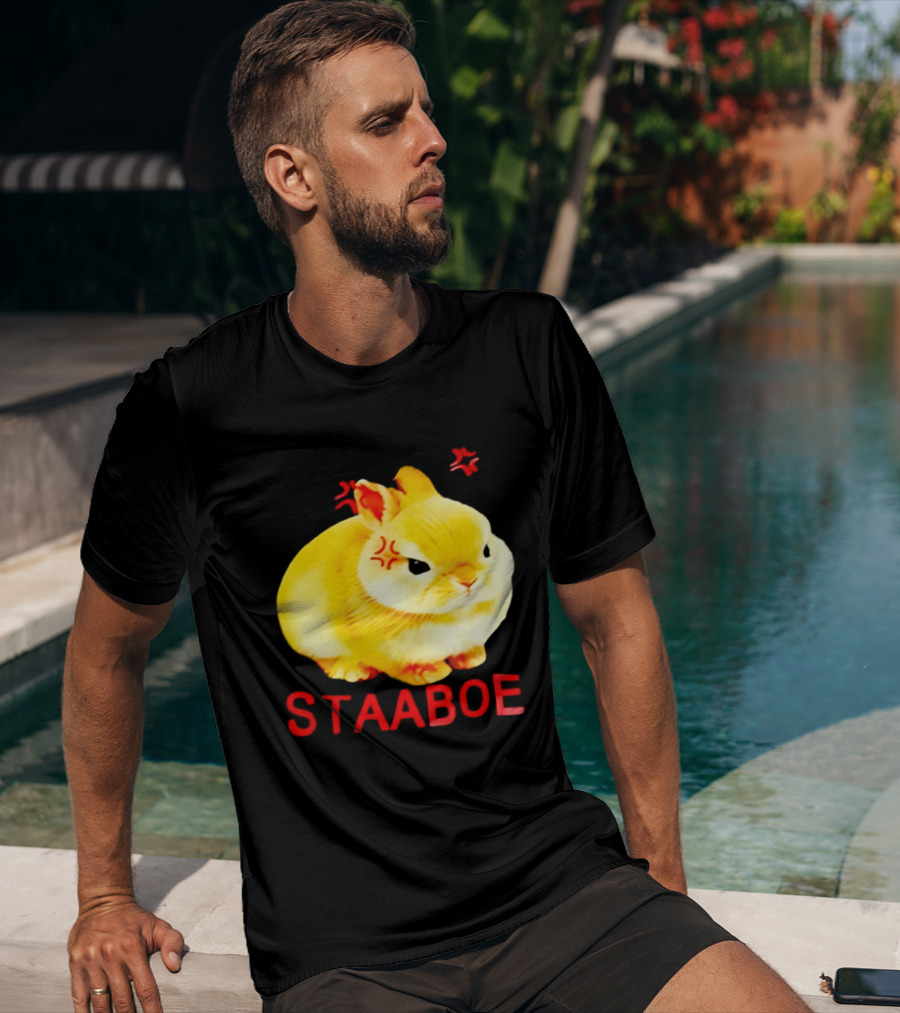 Staaboe Angry Fluffy Yellow Rabbit Red Marks T-Shirt