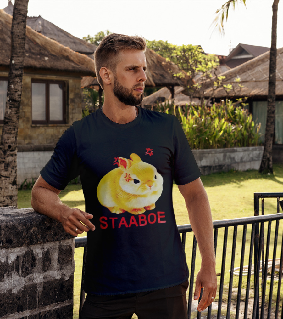 Staaboe Angry Fluffy Yellow Rabbit Red Marks T-Shirt
