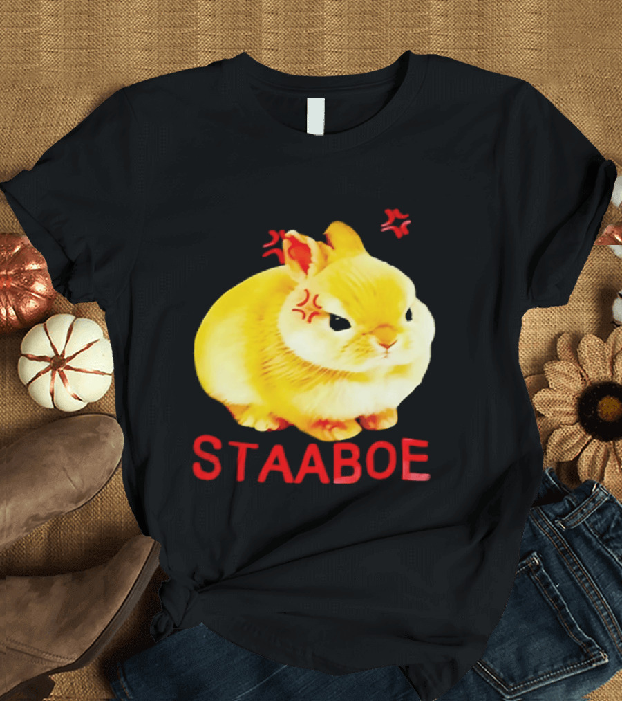 Staaboe Angry Fluffy Yellow Rabbit Red Marks T-Shirt