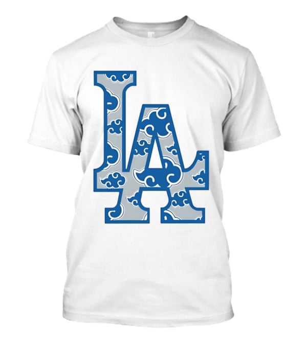 LA Kumo Royal Pattern Clouds Blue Silver T-Shirt