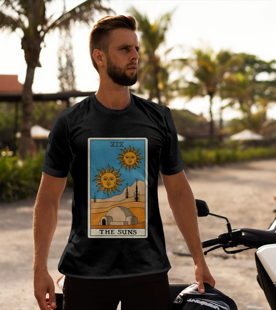 XIX The Suns Twin Suns Tarot Card Star Wars Tatooine Desert Dome T-Shirt