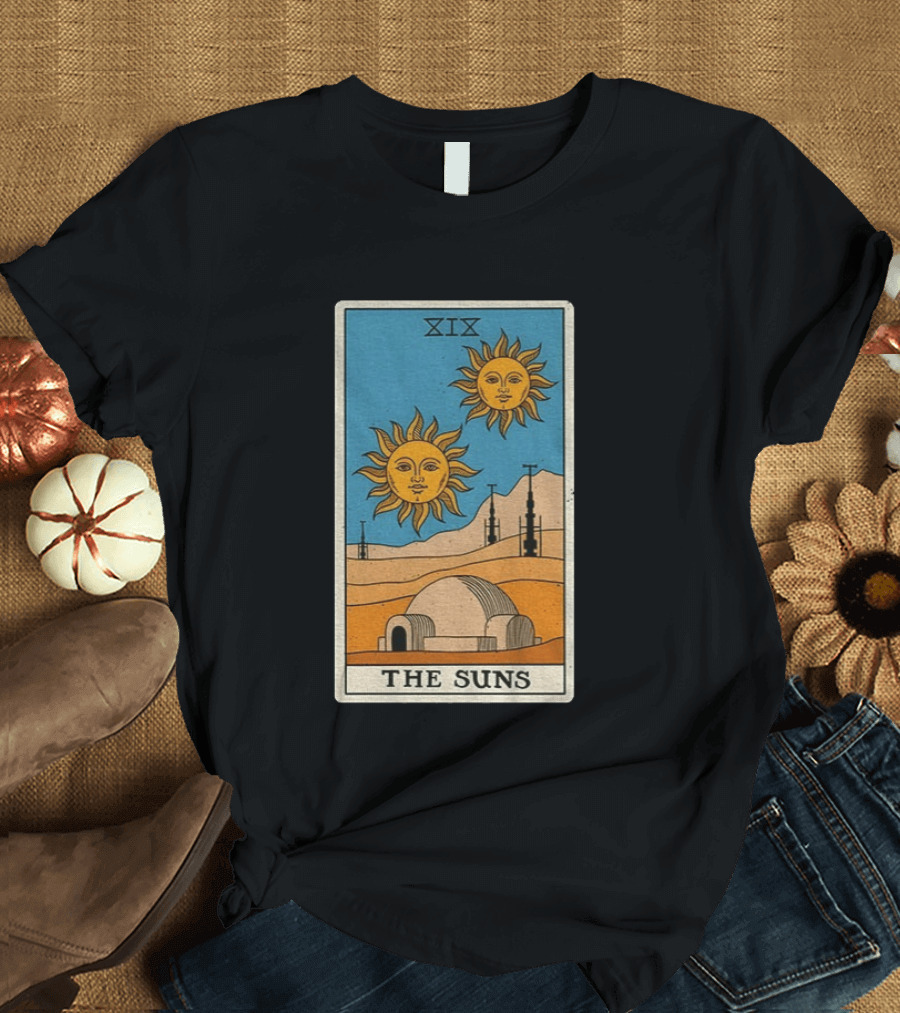 XIX The Suns Twin Suns Tarot Card Star Wars Tatooine Desert Dome T-Shirt