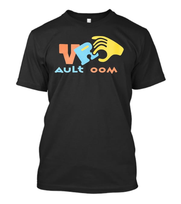 VR Vault Room Yellow Hand Blue Puzzle Piece Cartoon T-Shirt