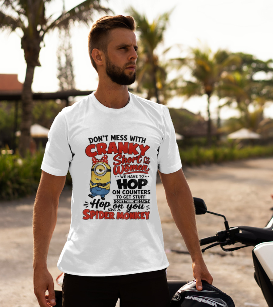 Minion Cranky Short Women Hop On Counters Spider Monkey T-Shirt
