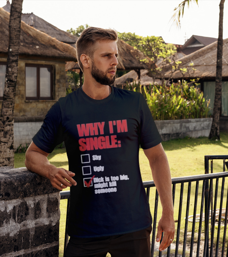 Why I'm Single Checklist Shy Ugly Dick Is Too Big Might Kill Someone Red Check Mark T-Shirt
