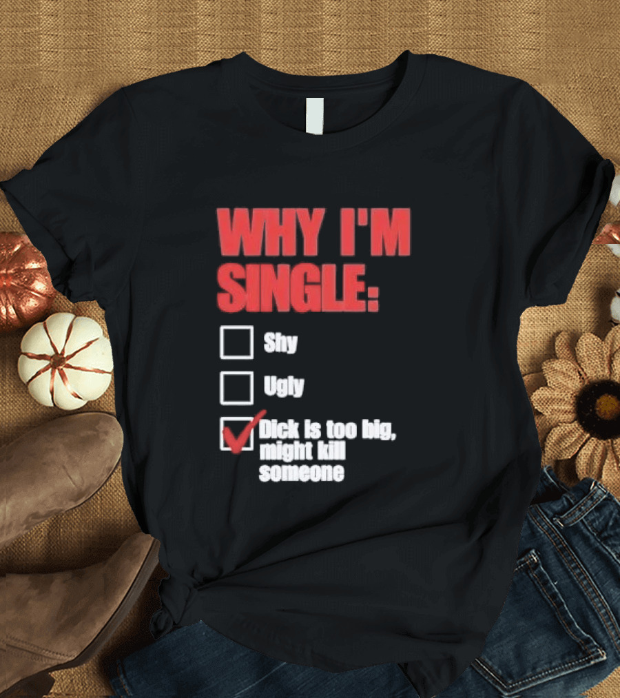 Why I'm Single Checklist Shy Ugly Dick Is Too Big Might Kill Someone Red Check Mark T-Shirt