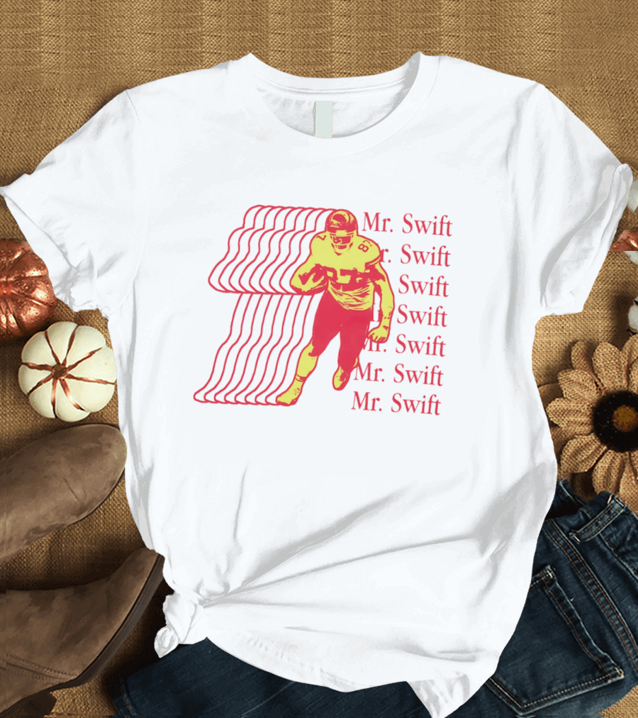 Mr. Swift Travis Kelce Football Player Graphic With Psychedelic Wave T-Shirt