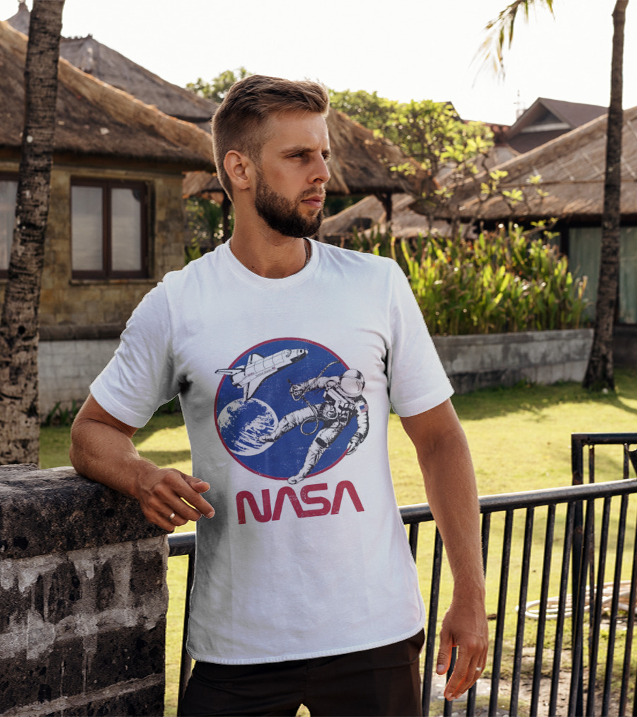 NASA Space Shuttle And Astronaut Earth Scene T-Shirt