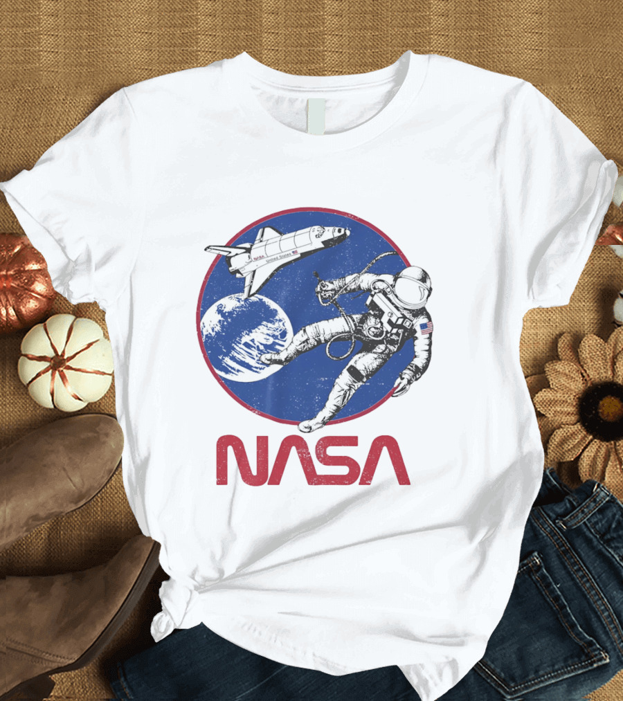 NASA Space Shuttle And Astronaut Earth Scene T-Shirt
