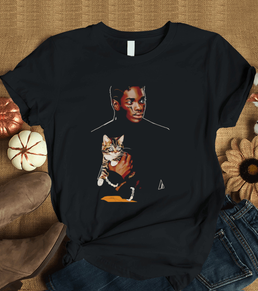 Young Man Holding A Tabby Cat Painting T-Shirt