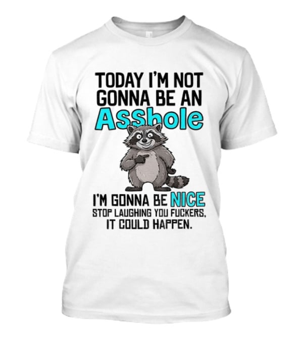Today I'm Not Gonna Be An Asshole I'm Gonna Be Nice Stop Laughing It Could Happen Raccoon T-Shirt