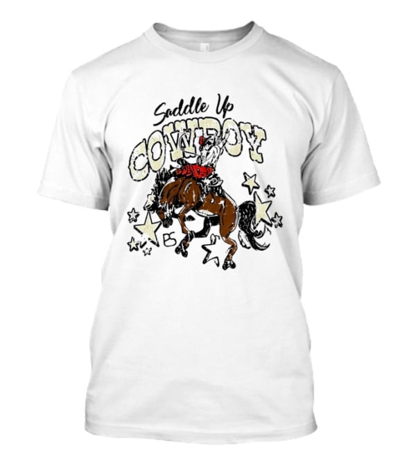 Saddle Up Cowboy Distressed Bucking Bronco Horse Rodeo Stars Bs T-Shirt
