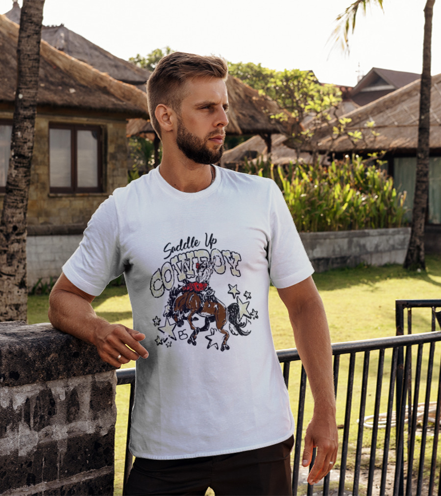 Saddle Up Cowboy Distressed Bucking Bronco Horse Rodeo Stars Bs T-Shirt