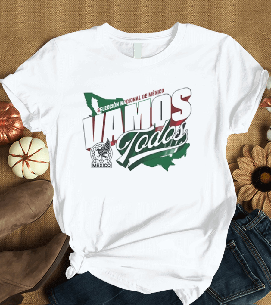 Selección Nacional De México Vamos Todos Map Crest T-Shirt