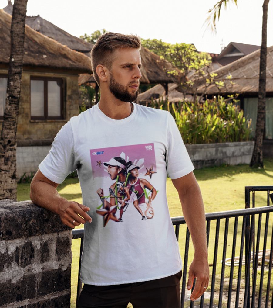 Alex Eala 1XBET Tennis Player Collage Gold Stars Pink T-Shirt