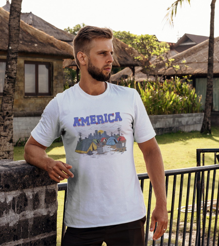 America Cityscape Homeless Encampment T-Shirt