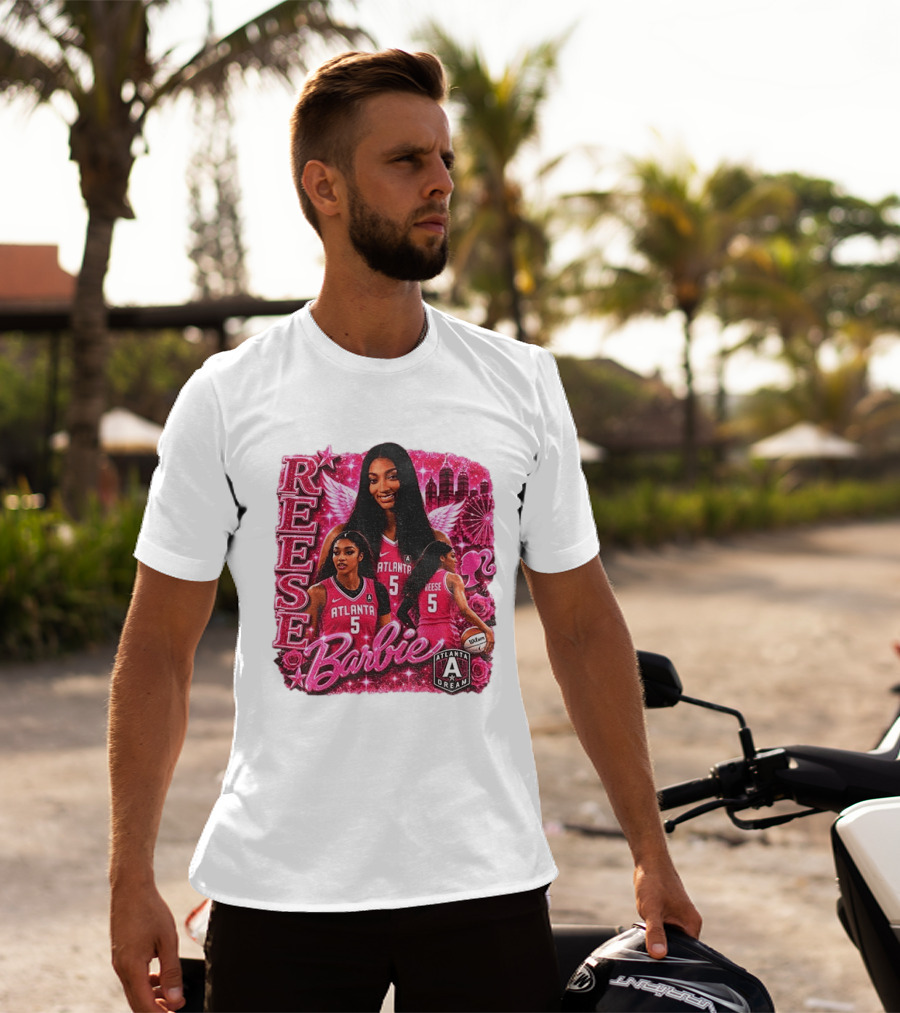 Angel Reese Atlanta Dream Barbie Pink Basketball Collage WNBA T-Shirt