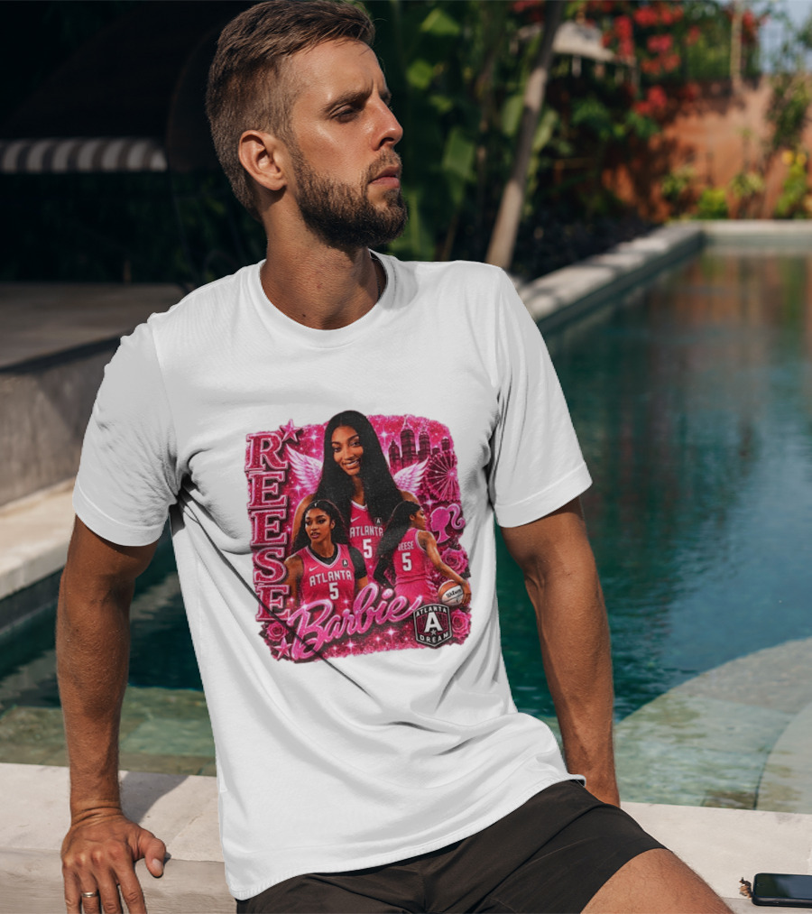 Angel Reese Atlanta Dream Barbie Pink Basketball Collage WNBA T-Shirt