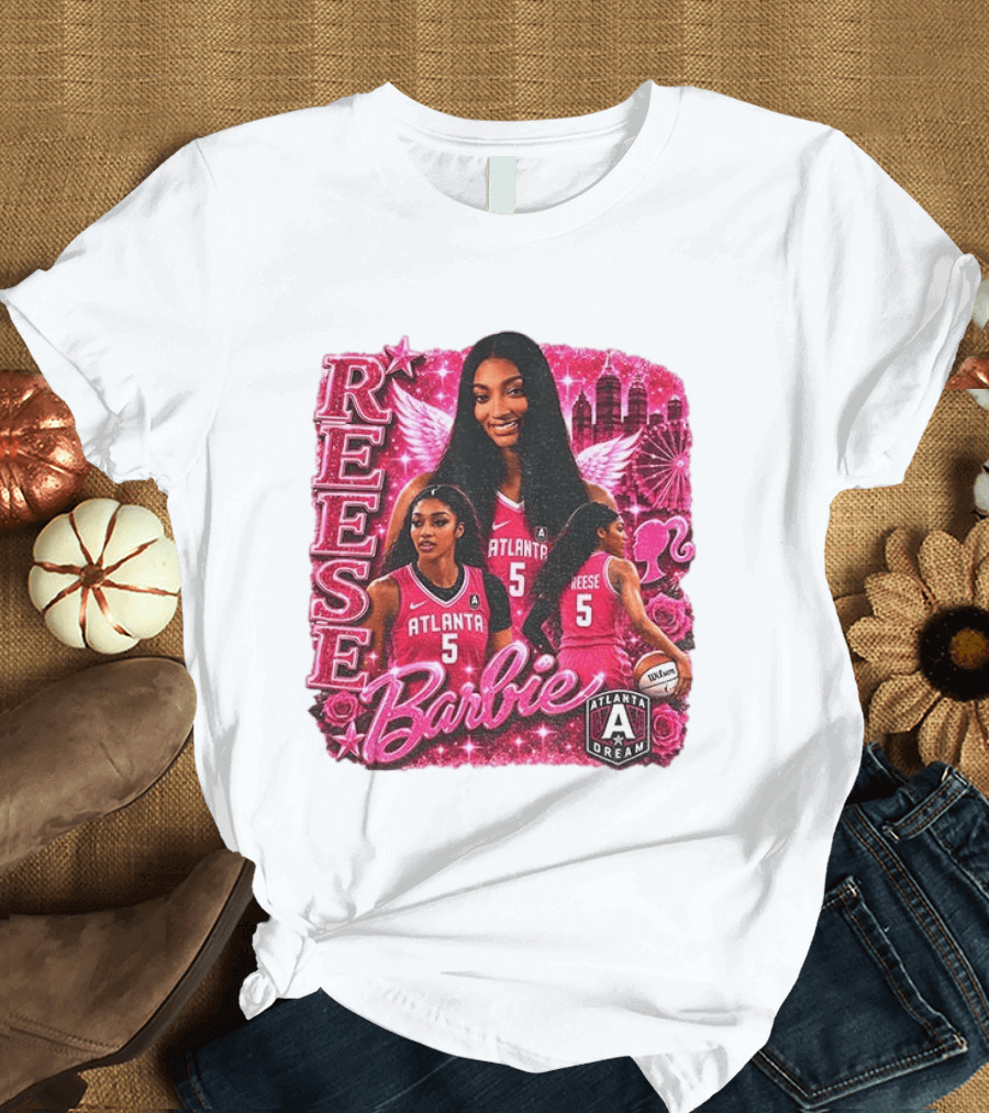 Angel Reese Atlanta Dream Barbie Pink Basketball Collage WNBA T-Shirt