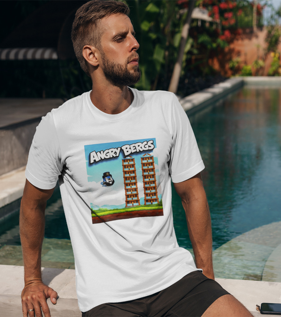 Angry Bergs Funny Parody Building Smash блоки Stack Game T-Shirt