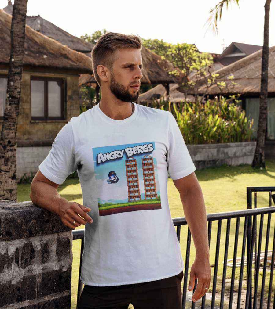 Angry Bergs Funny Parody Building Smash блоки Stack Game T-Shirt