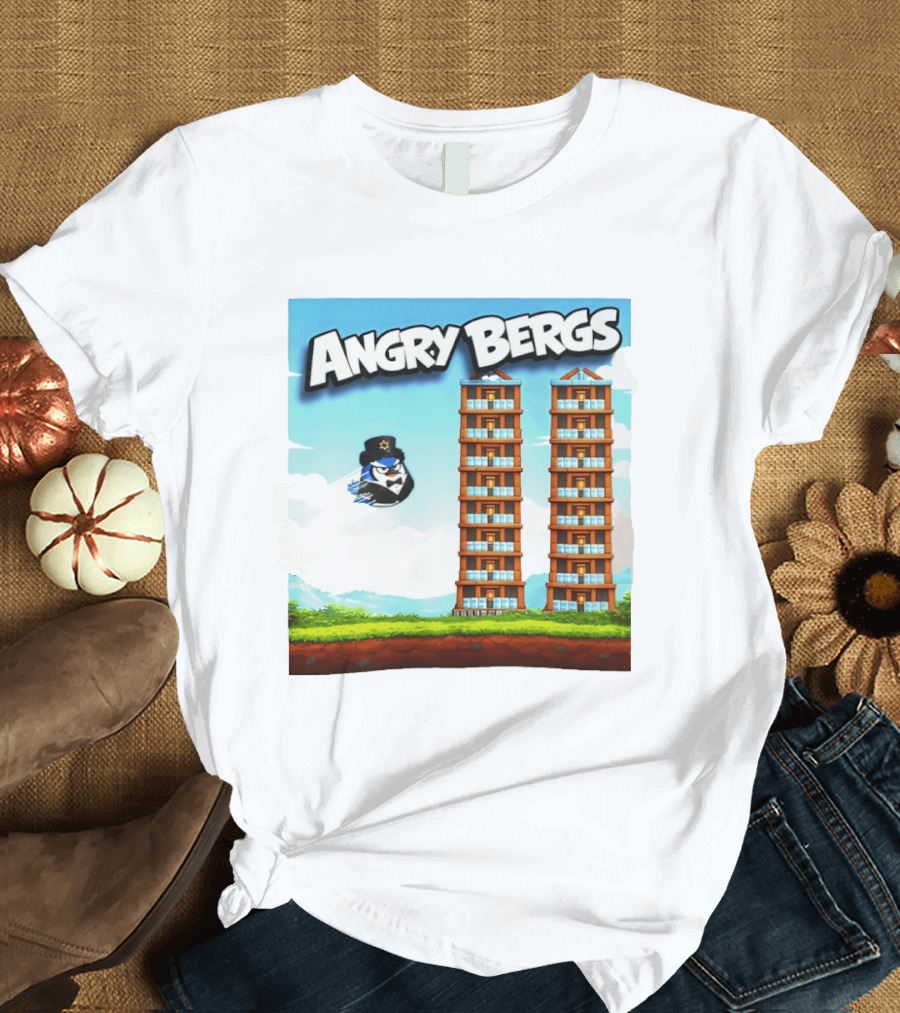 Angry Bergs Funny Parody Building Smash блоки Stack Game T-Shirt