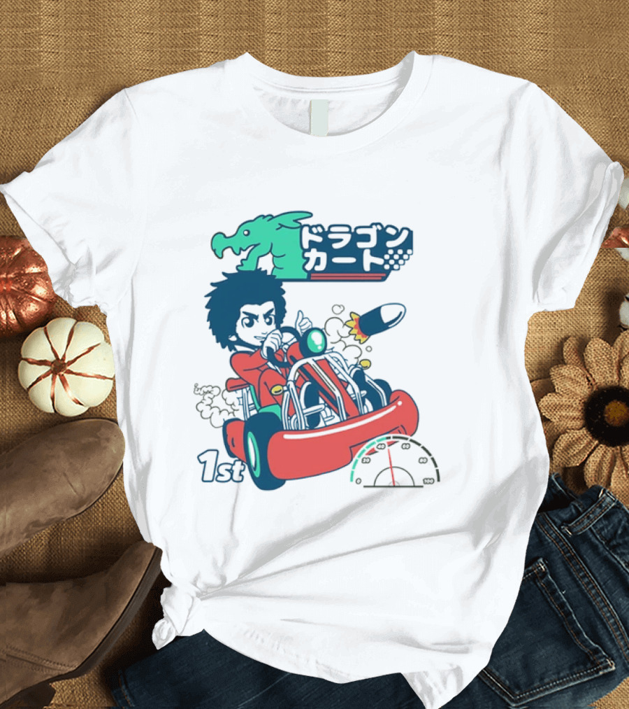 Dragon Kart Japanese Afro Racer 1st Place Red Vehicle Rocket Gauge T-Shirt