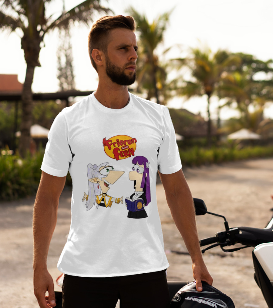 Frieren And Fern Animated Characters With Book And Unique Cartoon T-Shirt